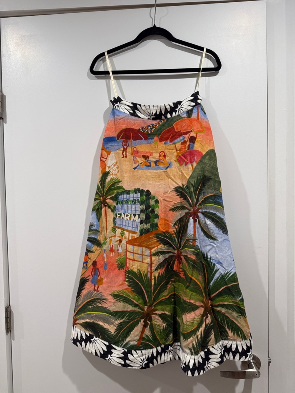Farm Rio Carioca Midi Skirt Sz S Beach scene - Picture 6 of 8